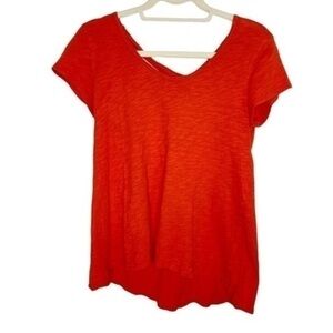 Anthropologie Twist Back Short Sleeve Top Red Size Small